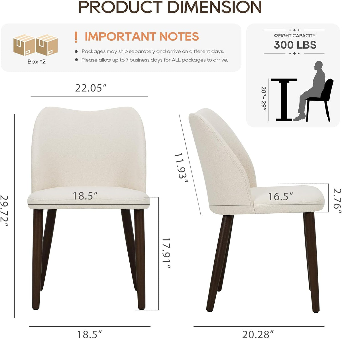 COLAMY Upholstered Dining Chairs Set of 4, Modern Fabric Dining Room Kitchen Side Chair with Padded Seat and Wood Legs for Restaurant/Cafe, Beige