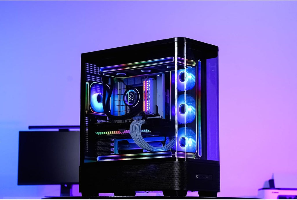 JONSBO TK-5 Black ATX PC Case, Hyperbolic Ultra Wide Scene Back-Connect Desktop Case,10 Fan Positions,High Compatibility,Supports BTF MB,460mm GPU/360AIO/180mm Air Cooler,ATX PSU,Mid Tower Case Black