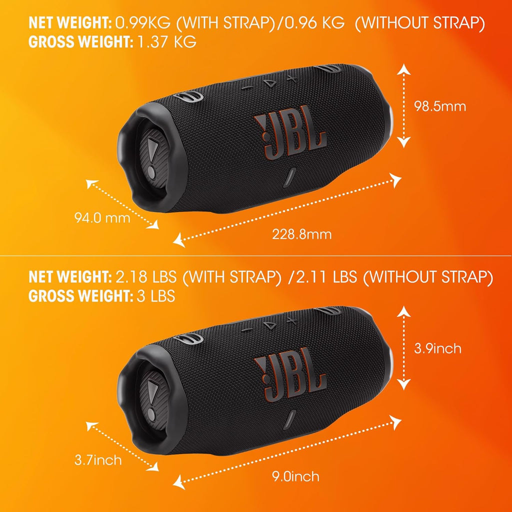 JBL Charge 6 - Portable Waterproof & Drop-Proof Bluetooth Speaker, Bold Pro Sound with AI Sound Boost (Blue) (Renewed)