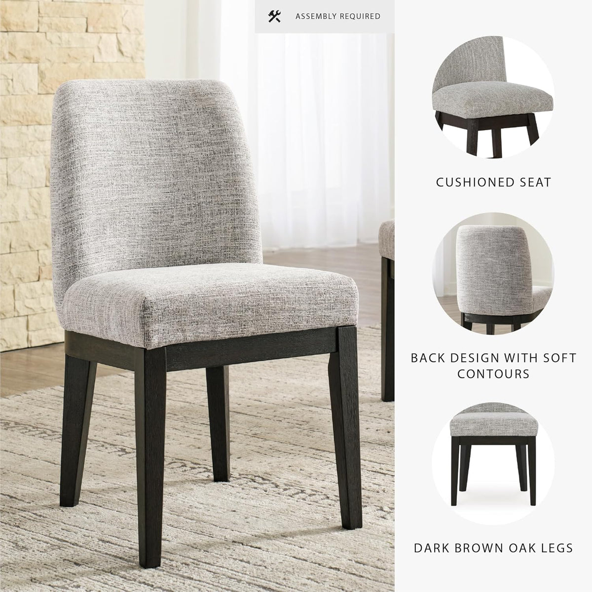 Signature Design by Ashley Burkhaus Traditional Upholstered Dining Chair, Set of 2, Dark Brown