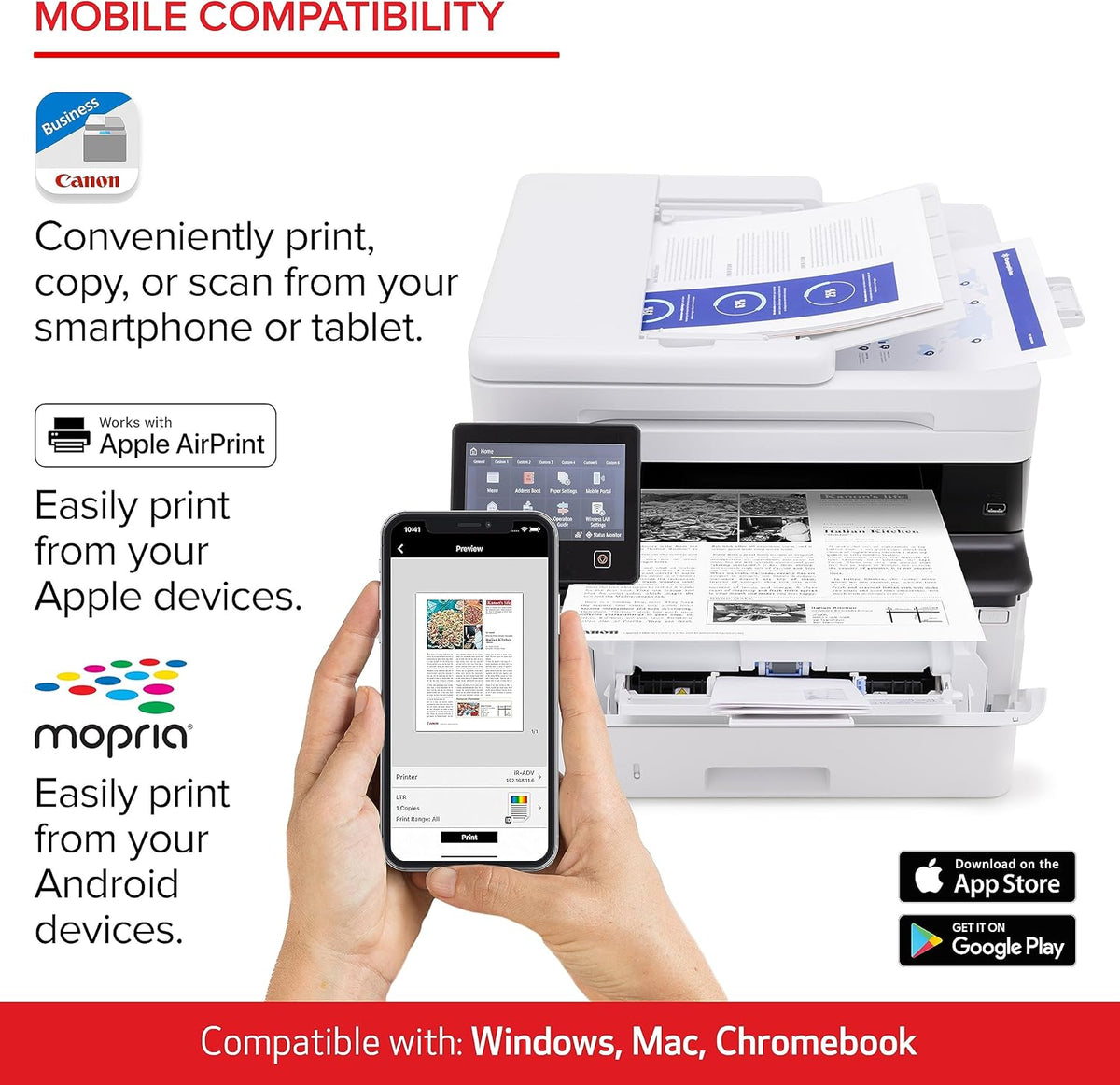Canon imageCLASS MF465dw - Monochrome Duplex Wireless Laser Printer, All-in-One with Scanner, Copier, Fax, Home or Office, Auto Document Feeder, Mobile Ready, 3 Year Limited Warranty, 42 PPM, White