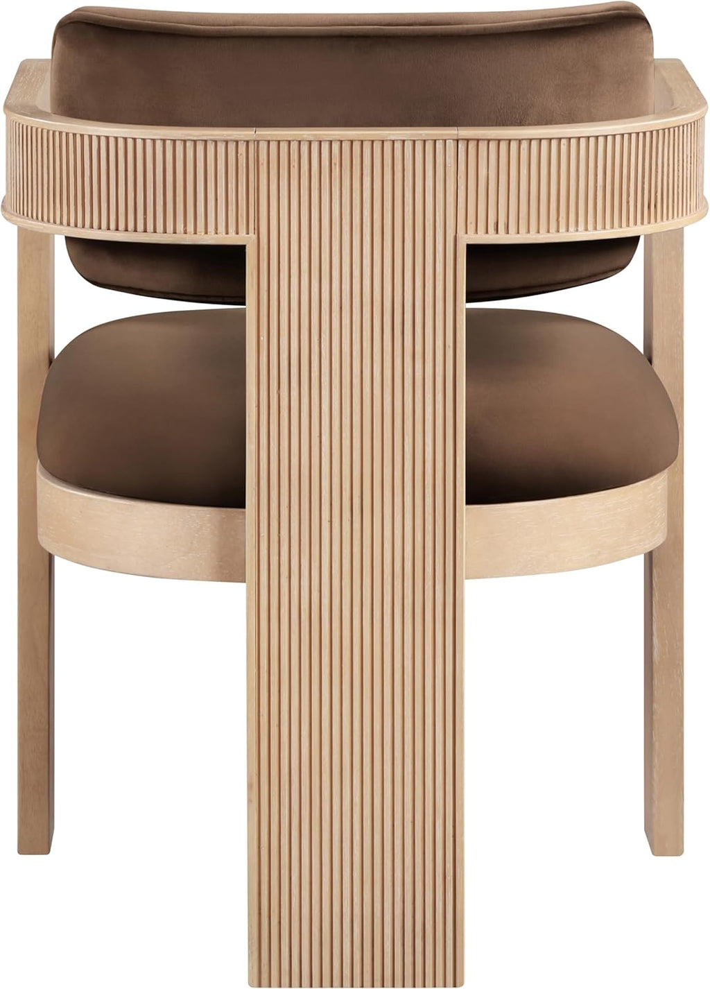 Meridian Furniture 11094Brown-C Sacha Collection Art Deco Dining Chair, Ultra Luxe Brown Velvet, 460 GSM Velvet, Solid Fluted Wood Natural Finish, 22.5" W x 22" D x 31" H, Brown, Set of 2