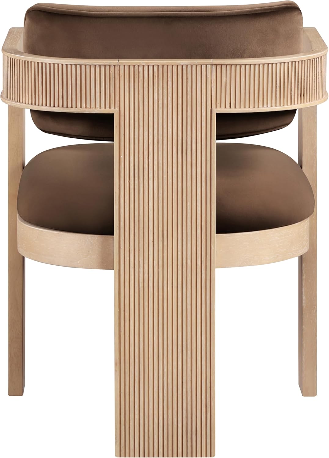 Meridian Furniture 11094Brown-C Sacha Collection Art Deco Dining Chair, Ultra Luxe Brown Velvet, 460 GSM Velvet, Solid Fluted Wood Natural Finish, 22.5" W x 22" D x 31" H, Brown, Set of 2