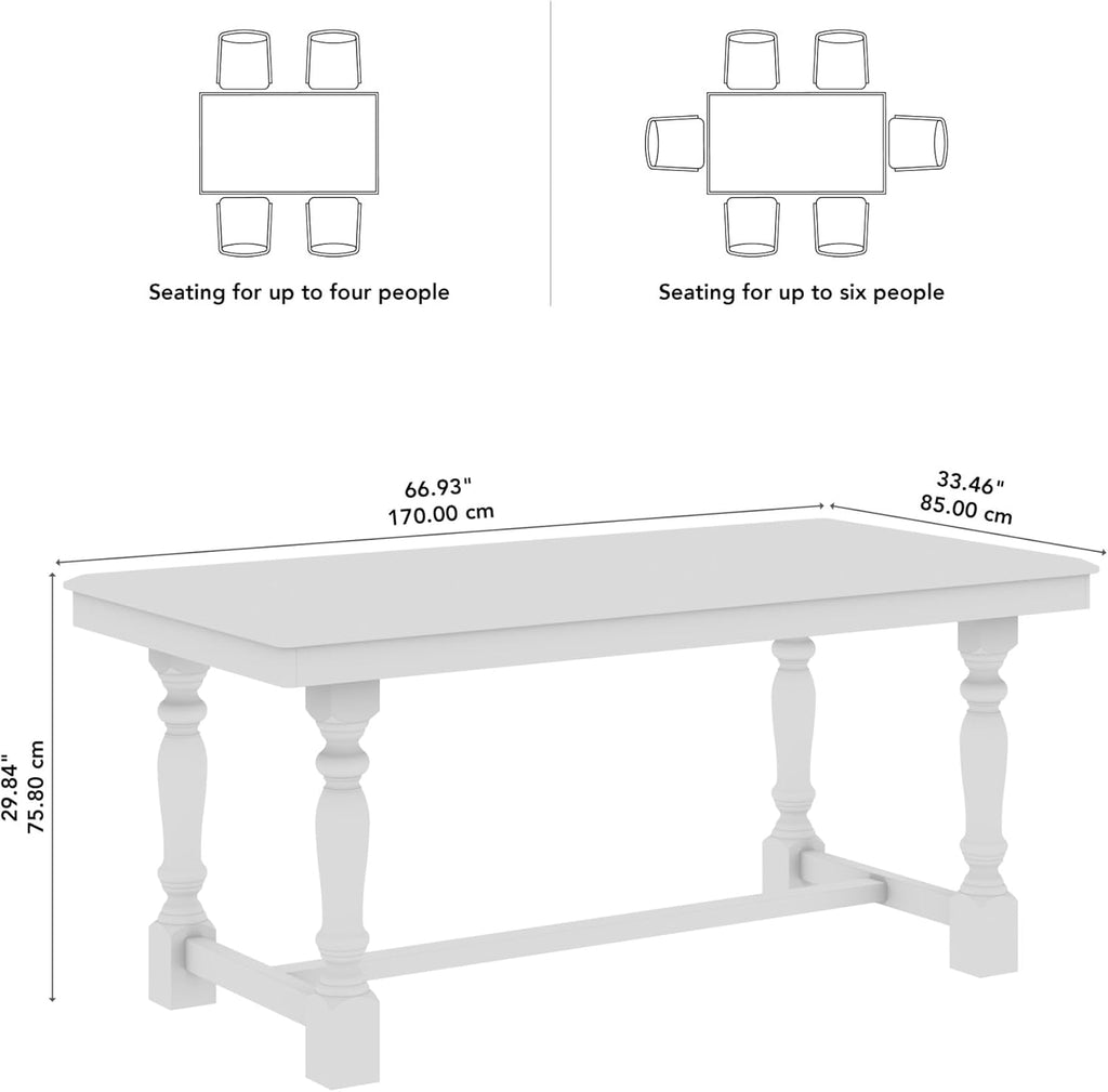 Bush Home 67-Inch Dining Table for 4-6 People, Squire Trestle Farmhouse Rectangular Wood Dining Room Table, Kitchen, Living Room, Sterling Dining Collection, Natural Honey Brown