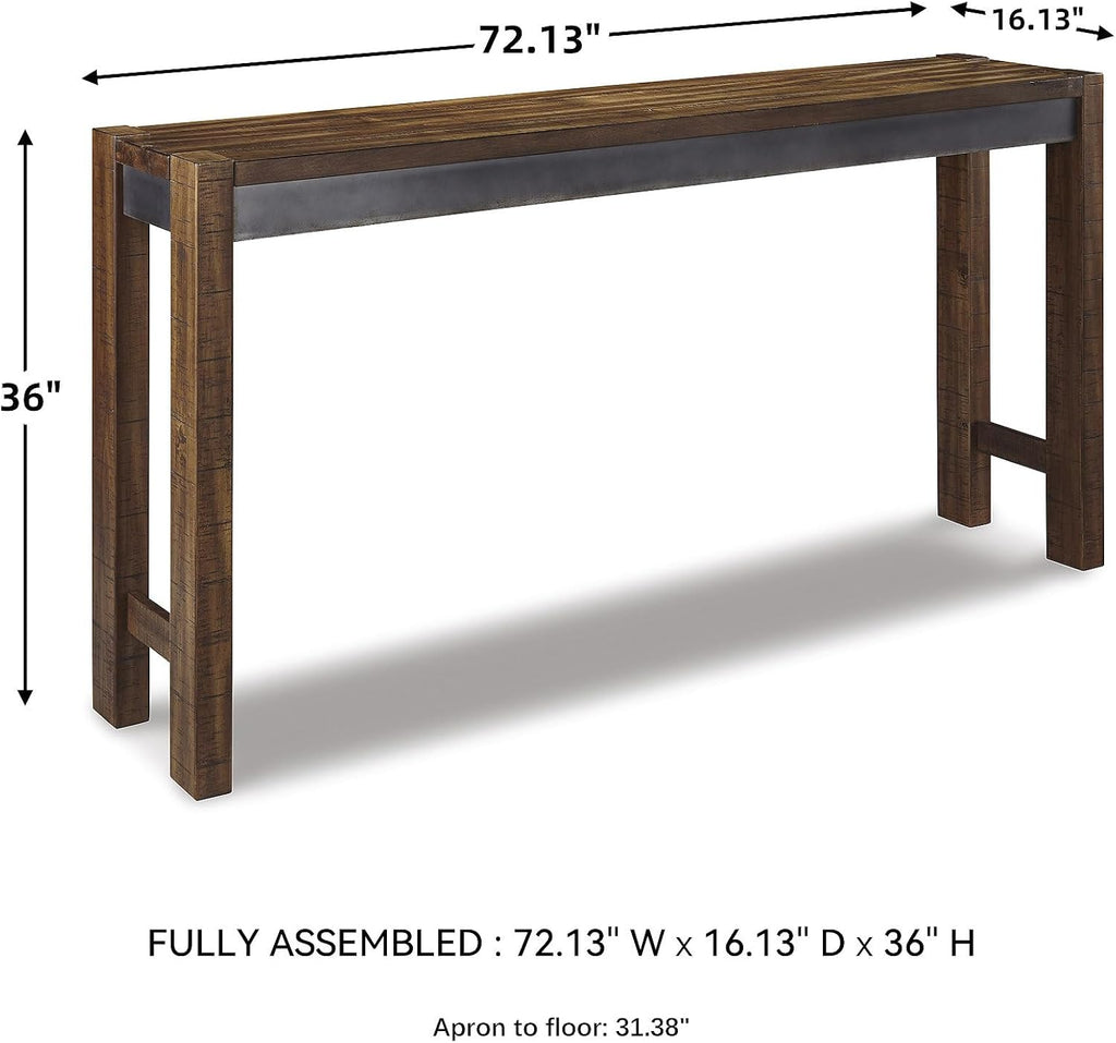 Signature Design by Ashley Furniture Torjin Long Counter Height Table, Seats up to 3, Wood, 72.13" W x 16" D x 36" H, 2-tone Brown