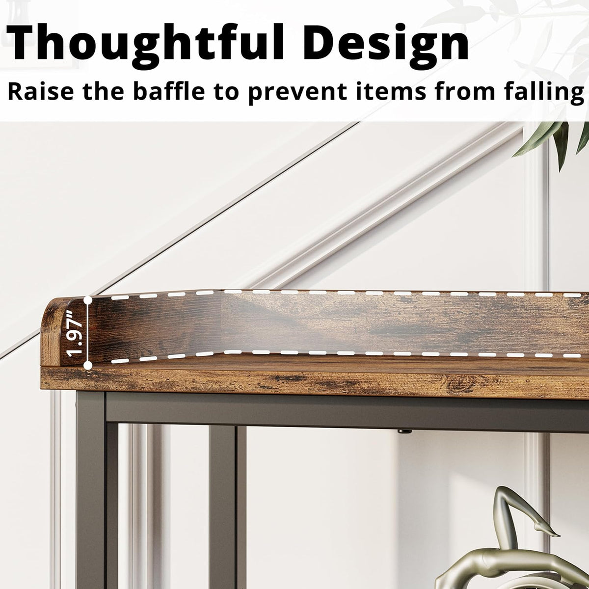 IRONCK Console Table, Sofa Table with Power Outlet, Farmhouse Hallway Table for Entryway, Living Room, Height Adjustable, Easy Assembly, Rustic Brown,55"