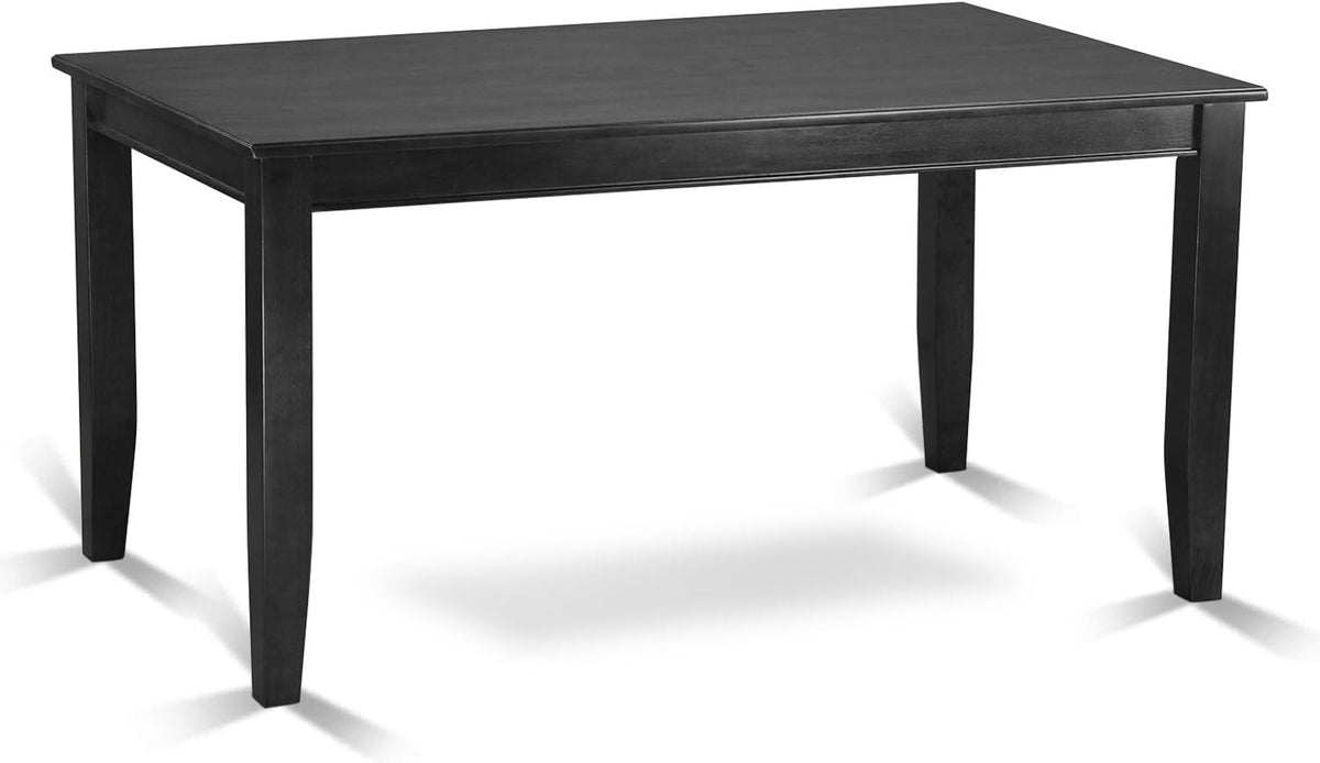 East West Furniture DUEN7-BLK-69 7 Piece Dining Table Set Consist of a Rectangle Kitchen Table and 6 Black Faux Leather Parson Dining Chairs, 36x60 Inch, Black