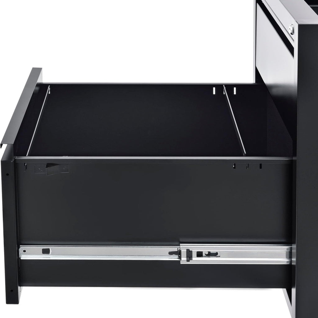 Global Industrial 60" W x 30" D x 30-1/2"H Steel Teacher's Desk, Gray Top with Black Frame, Double Pedestal Desk with Center Drawer, 4 Locking Box/Box Drawers