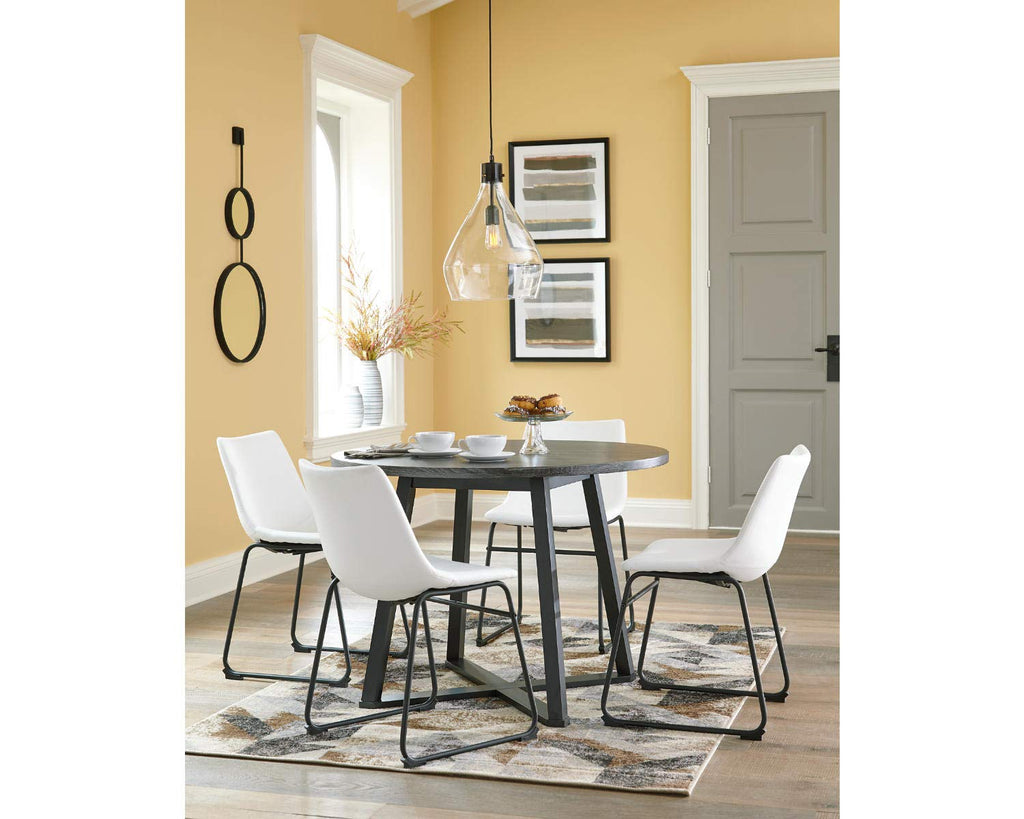 Signature Design by Ashley Centiar Mid Century Round Dining Room Table with Metal Legs, Gray & Black | Mid Century