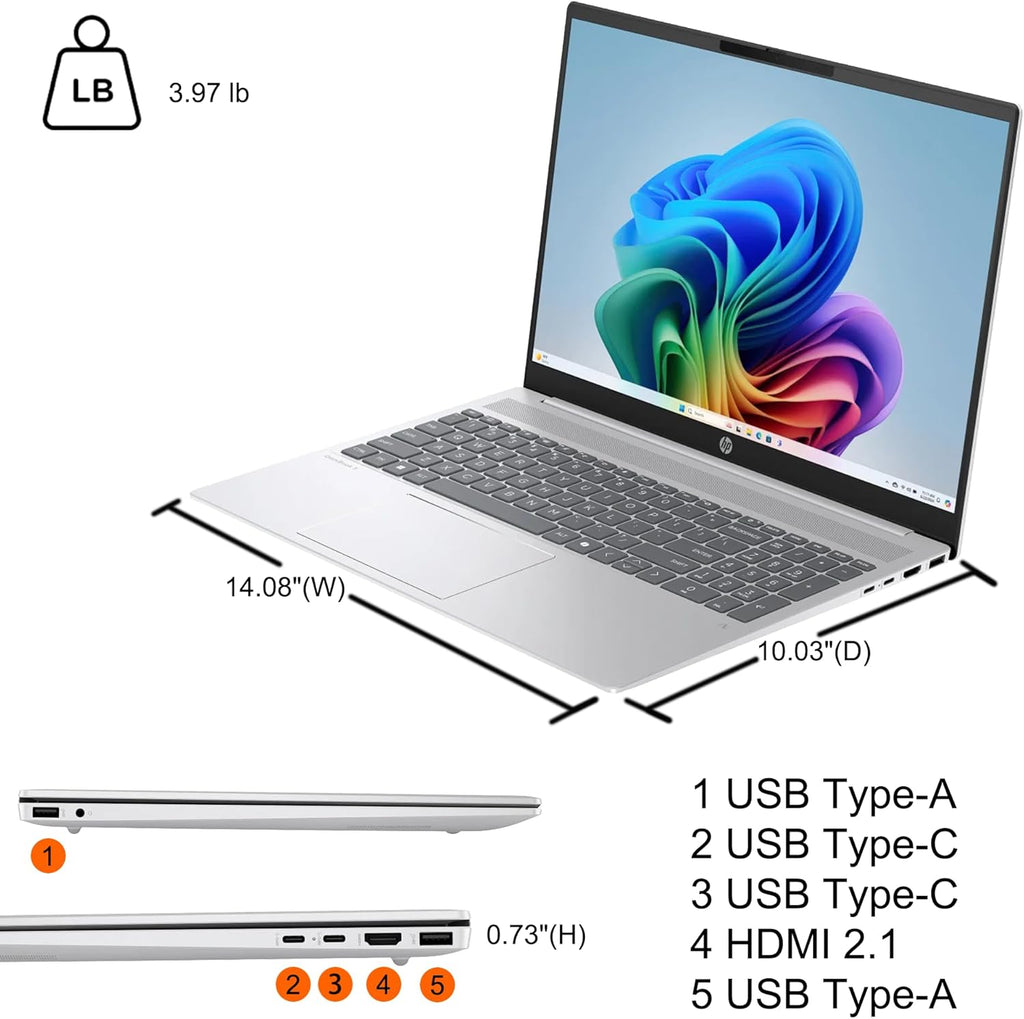 HP OmniBook 5 AI PC Laptop 16" WUXGA IPS Touch AMD 8-core Ryzen AI 7 350 (Up to 50 Tops) 16GB RAM 1TB SSD for Creator Designer Business Professional Backlit IR Camera Win11Pro ICP Hub