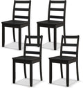 NAFORT Black Dining Chairs Set of 4 Wood, Armless Kitchen Chairs with Solid Rubber Wood Legs, Non-Slip Foot Pads, Max Load 400 Lbs, Farmhouse Seat High Ladder Back Dining Room Chairs
