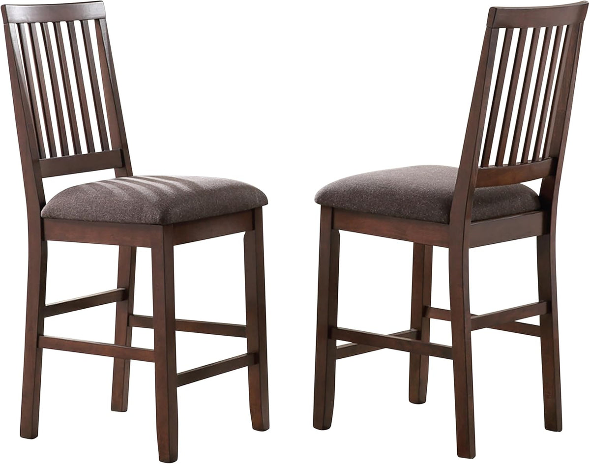 Steve Silver Furniture Yorktown 7-Piece Counter Table Set, 60" Table w/ 6 Upholstered Counter Chairs, Seats up to 8, Dining Room, Hidden Base Storage, 60" L x 42" W x 36" H, Espresso Brown