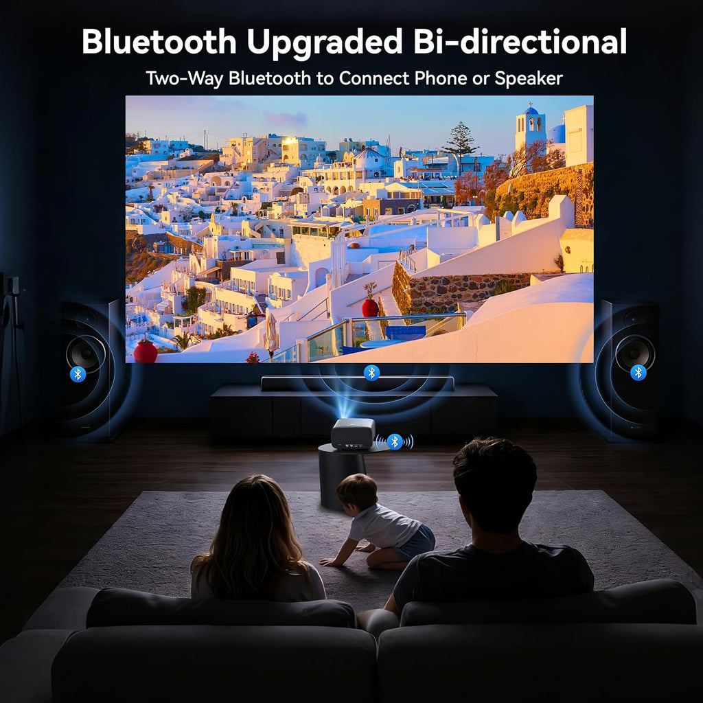 【2000 ANSI/4K Supported/30W Dolby/Official Apps】OS 2.0 Smart Projector with WiFi and Bluetooth, Portable Home Theater Movie Projector, AI Auto Focus & Keystone, 400'' Display Indoor/Outdoor Proyector