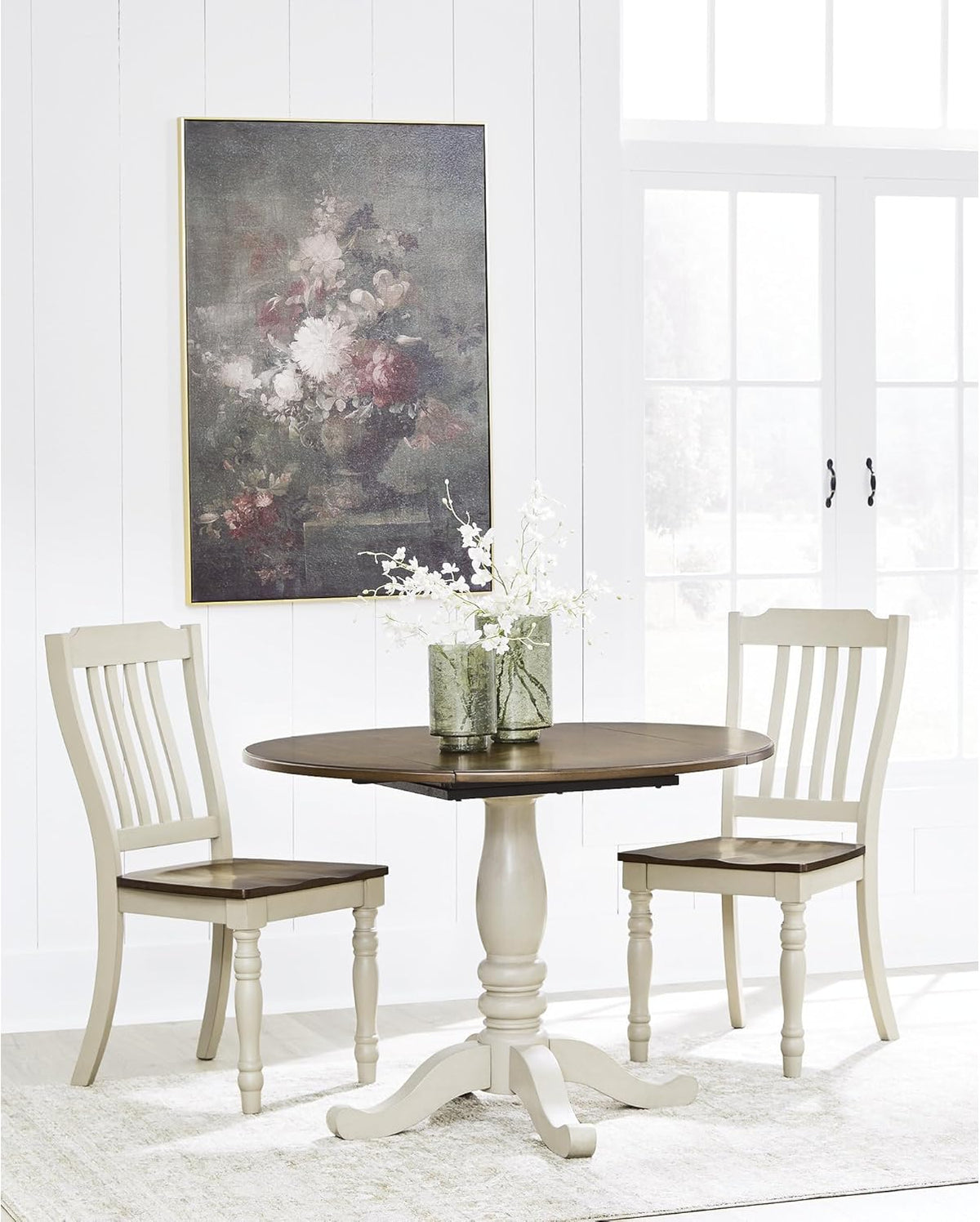 Signature Design by Ashley Waverun Casual Dining Chair,Set of 2, White & Dark Brown