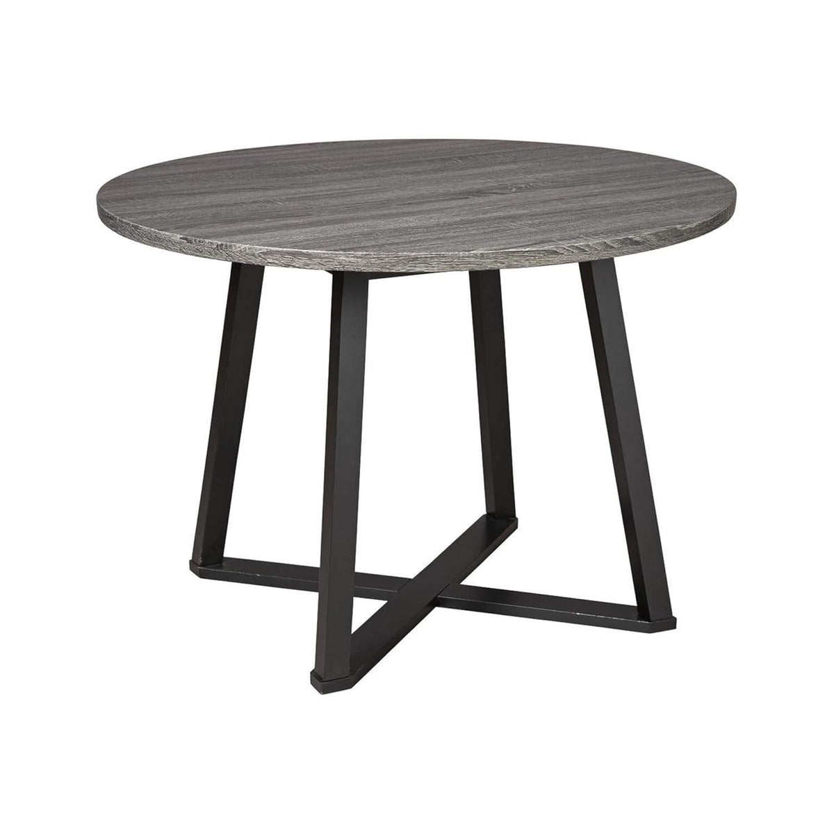 Signature Design by Ashley Centiar Mid Century Round Dining Room Table with Metal Legs, Gray & Black | Mid Century