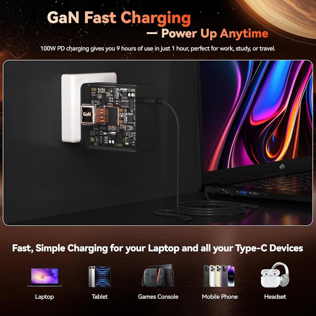 NIMO 17.3" Gaming Laptop, AMD Ryzen 7 7735HS (8C/16T, Up to 4.75GHz), 16GB DDR5 RAM, 256GB PCIe 4.0 SSD, 100W PD Fast Charging, FHD Display, Backlit KB, Fingerprint, SD Card Reader, Windows 11