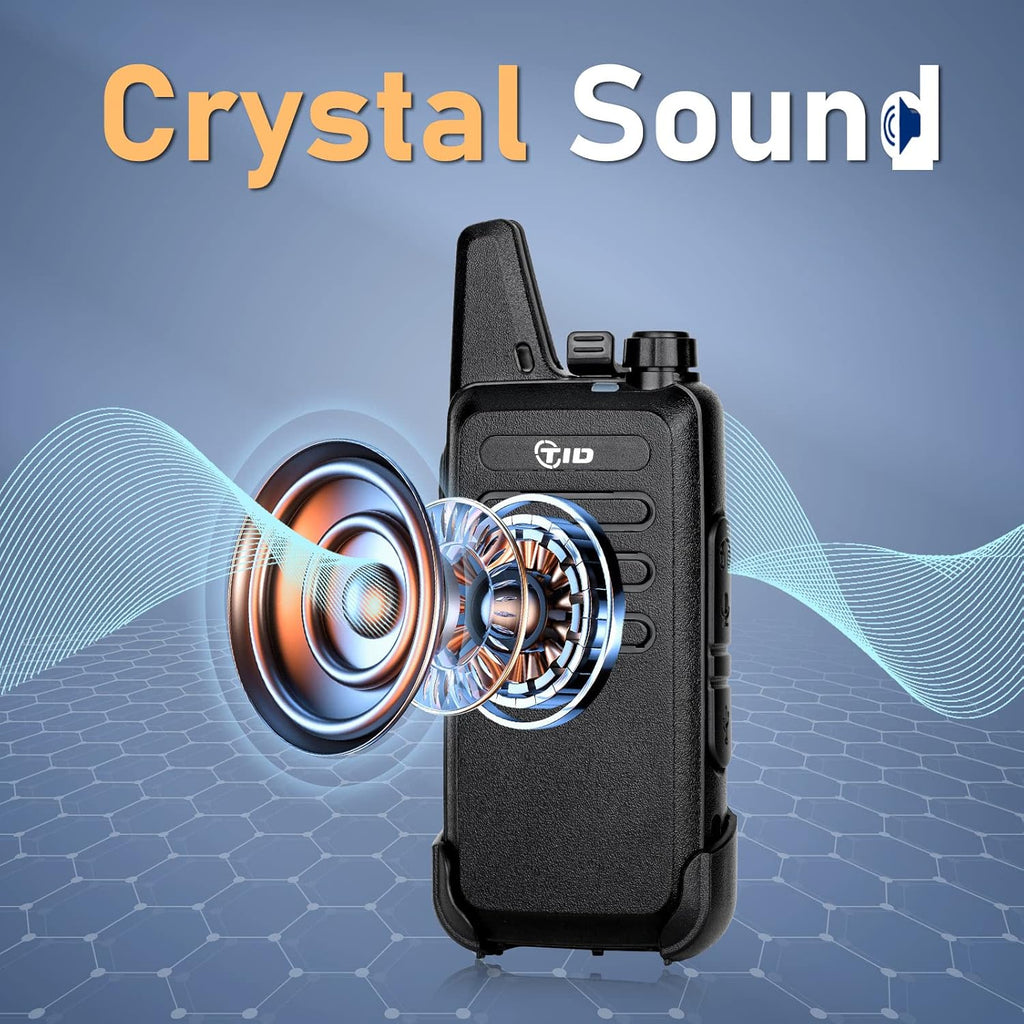 TIDRADIO TD-M8s 2 Way Radio Walkie Talkies Rechargeable VOX License-Free Two Way Radio with Earpiece Walkie Talkies for Adults School Church Restaurant Business Office (10 Pack)