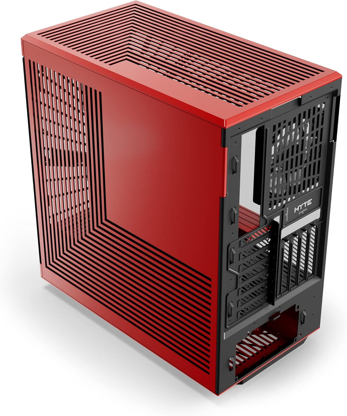 Hyte Y40 Modern Aesthetic Panoramic Tempered Glass Mid-Tower ATX Computer Gaming Case with PCIE 4.0 Riser Cable Included, Red (CS-HYTE-Y40-BR)