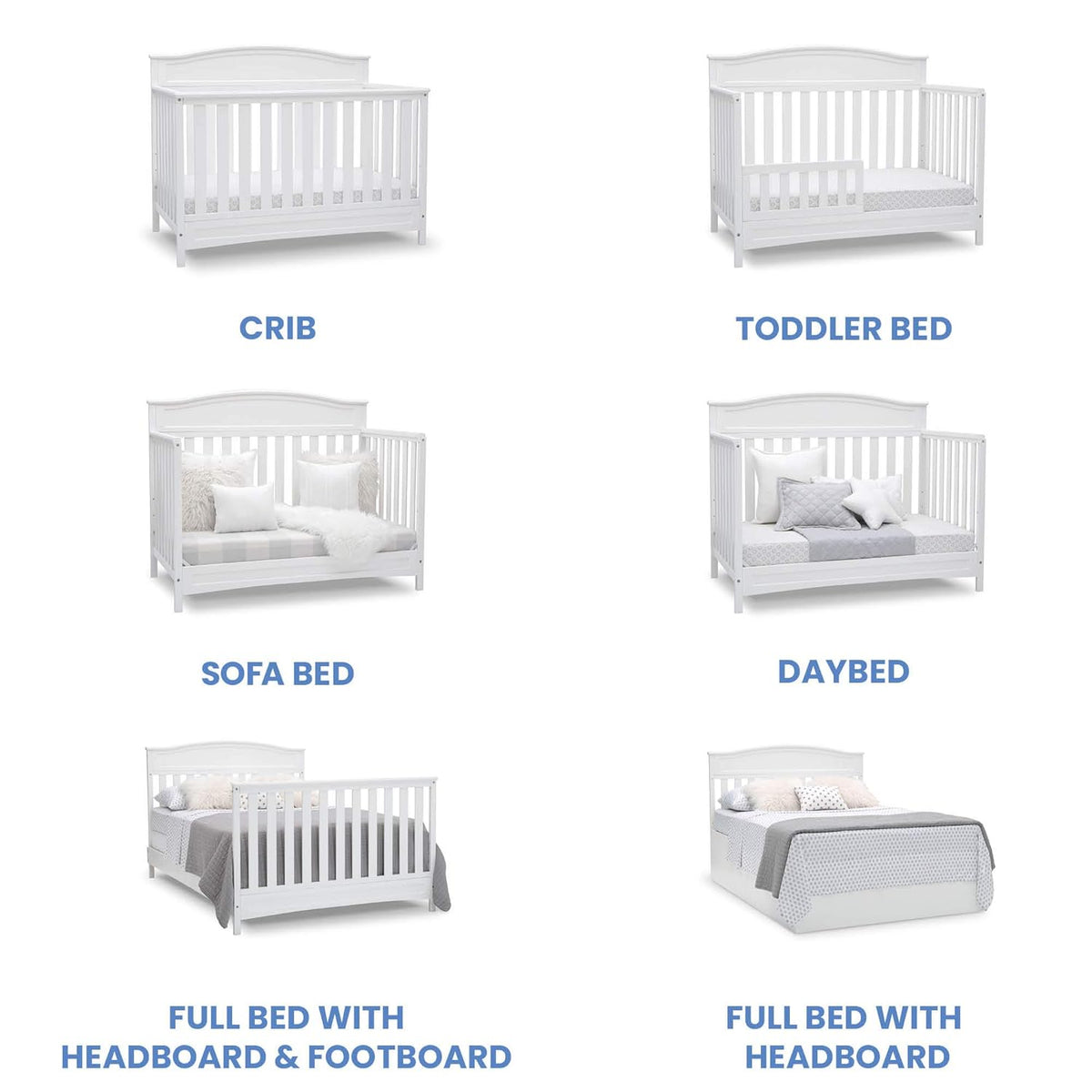 Delta Children Emery 4-in-1 Convertible Baby Crib - Greenguard Gold Certified, White