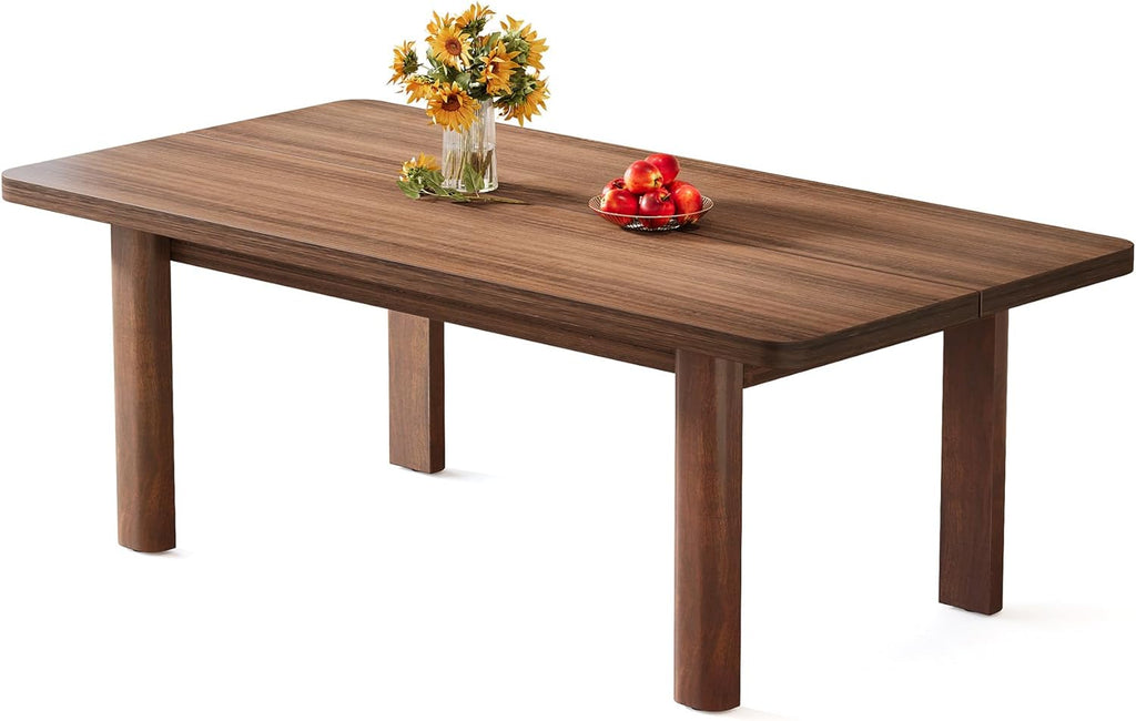 Tribesigns Farmhouse Wood Dining Table for 4-6 People, 63” Large Rectangle Kitchen Table, Dinner Table Kitchen & Dining Room Furniture with with Solid Wood Legs