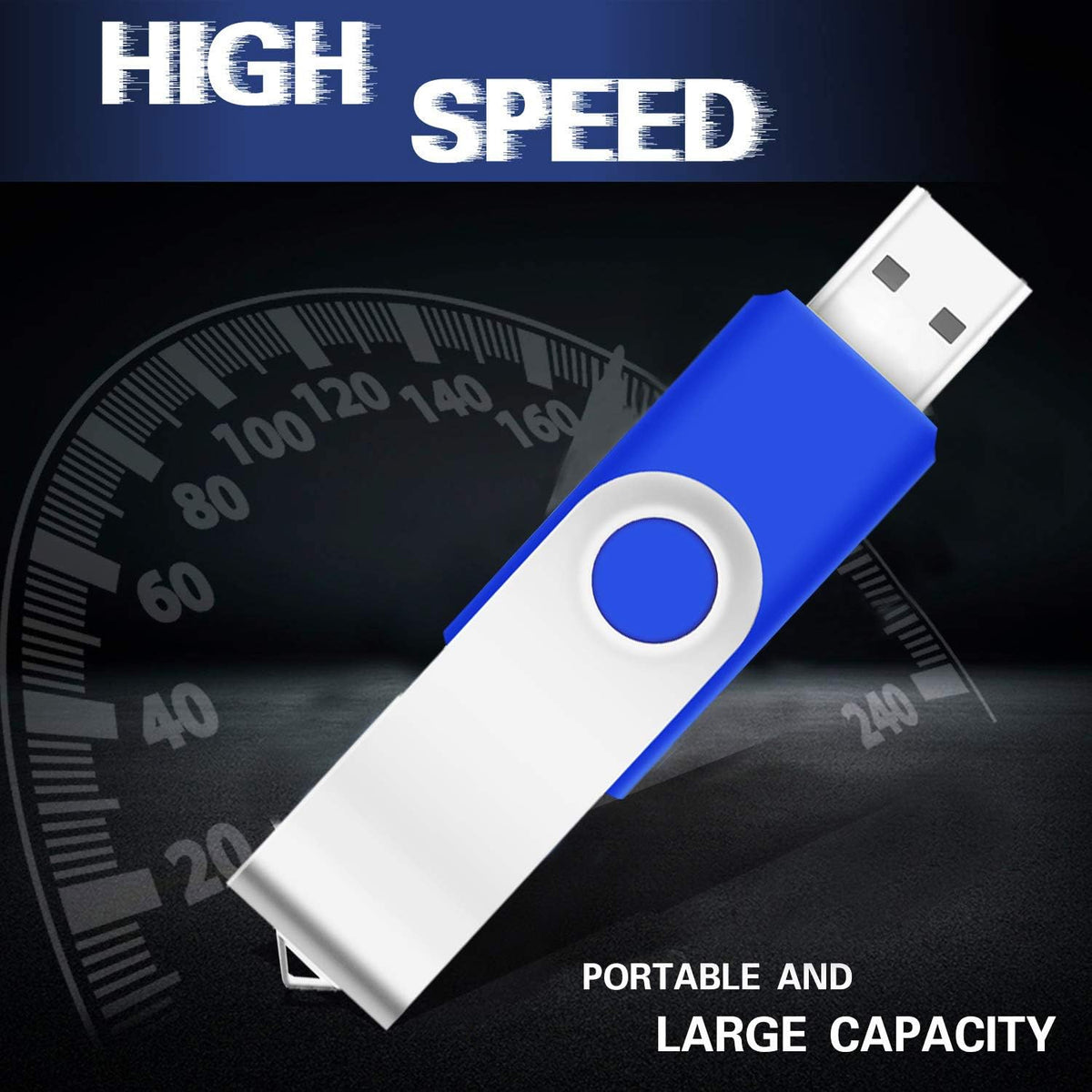 EASTBULL 2GB Flash Drive 100 Bulk USB 2.0 Fast Speed Flash Drives Pack Swivel USB Drives Pack (Blue, 100 Pack)