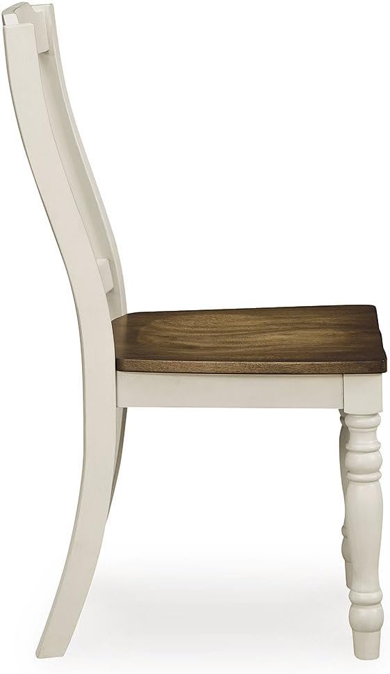Signature Design by Ashley Waverun Casual Dining Chair,Set of 2, White & Dark Brown