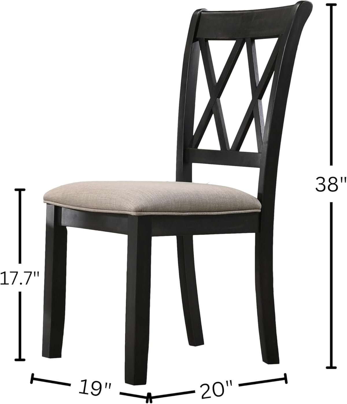 Roundhill Furniture Windvale Fabric Upholstered Dining Chair, Set of 2, Black