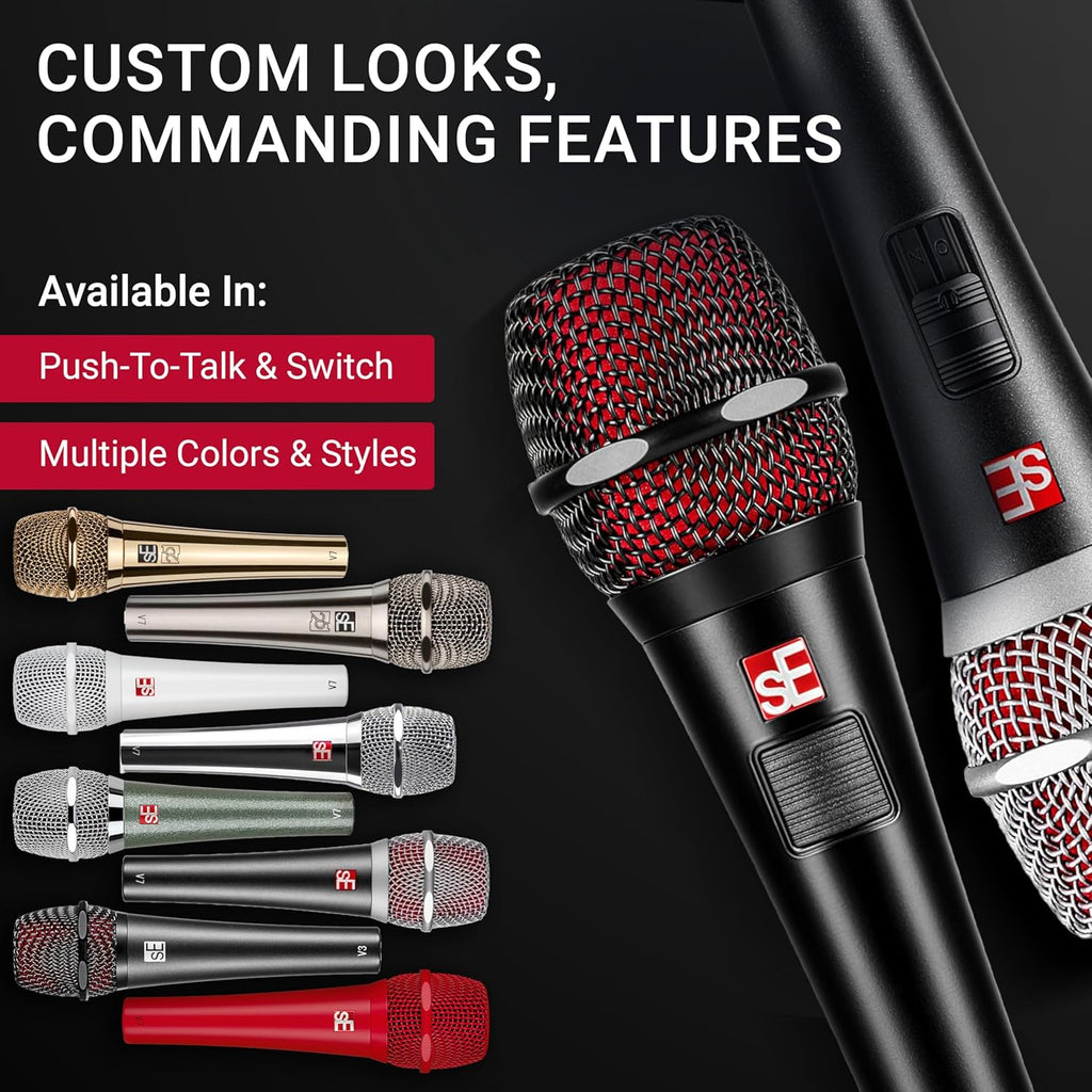 SE ELECTRONICS V7 Dynamic Microphone for Singing, Speech & Studio Recording - XLR Handheld Professional Microphone with Supercardioid Aluminum Voice Coil for Huge Gain Before Feedback - Black