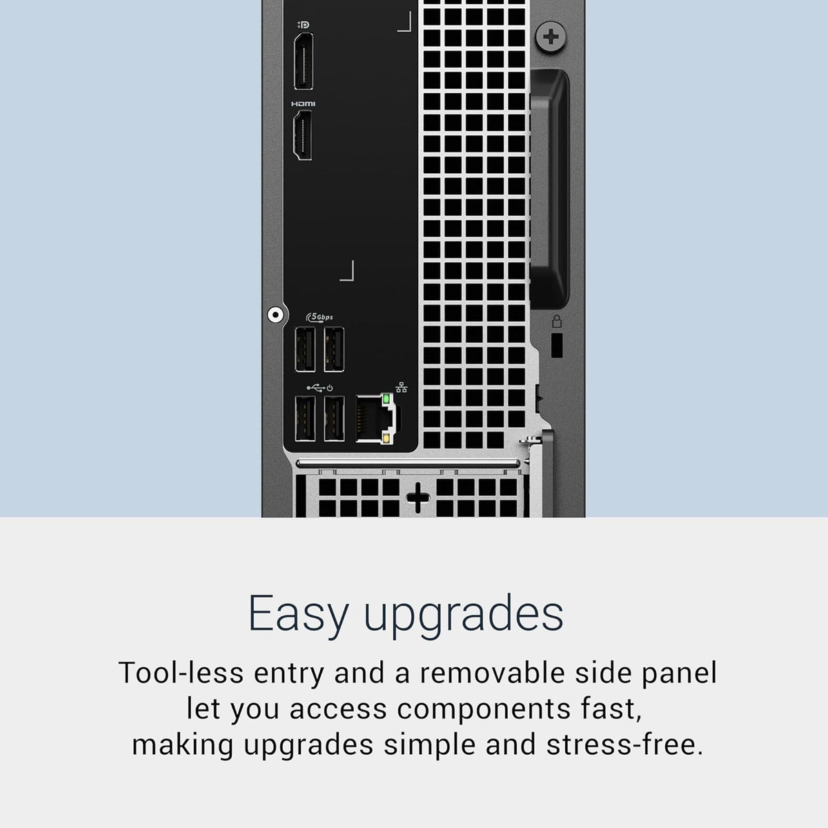 Dell Slim DS1265 AMD Desktop - AMD Ryzen™ 5 150 Processor, AMD Radeon™ 660M, 16GB DDR5 4800MT/s Memory, 512GB M.2 SSD, Dell Wired Keyboard and Mouse, Windows Home 11, Basic Onsite Service.