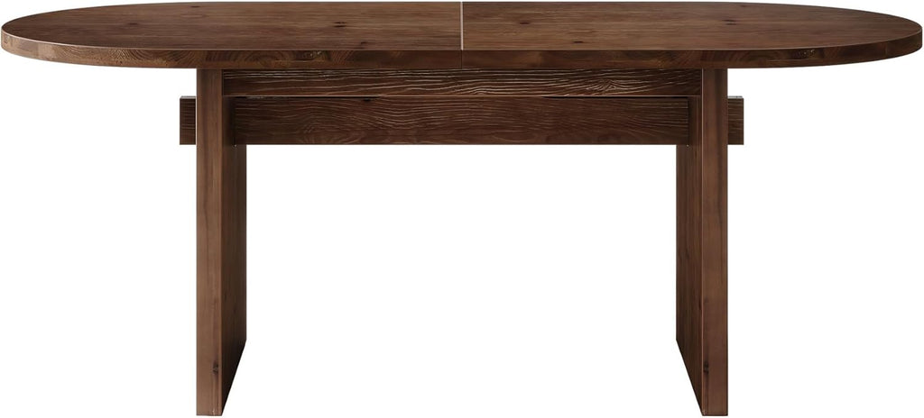 Tribesigns 63-Inch Oval Dining Table, Farmhouse Solid Wood Kitchen Table for 4-6, Large Dinner Furniture with Double Pedestal for Dining Room