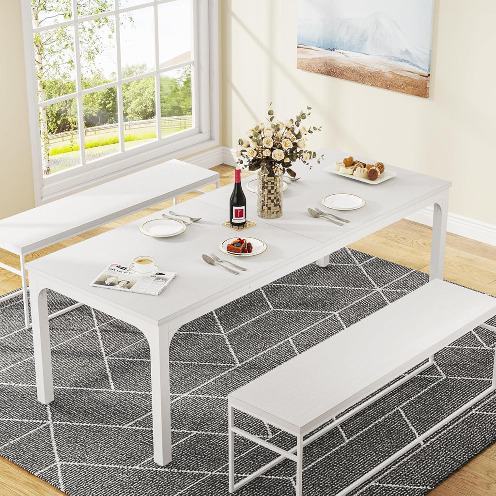 Tribesigns White Dining Table for 6-8 Person, 78-Inch Large Long Rectangle Kitchen Dinner Table for Dining Room, 78.7 x 27.5 x 29.5 Inches(Only Table)