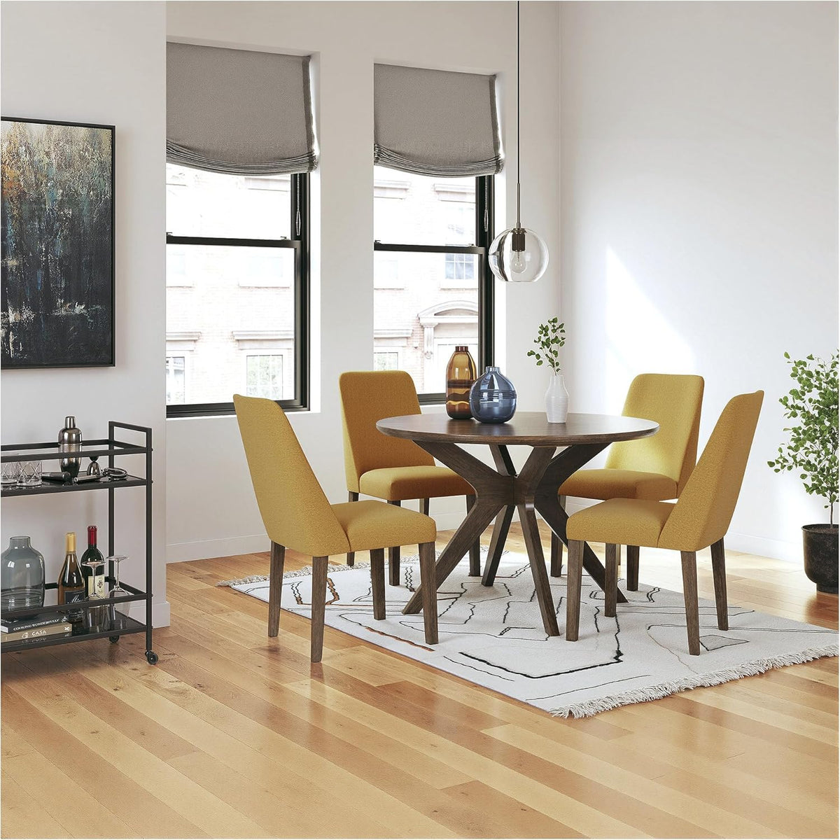Signature Design by Ashley Lyncott Traditional Round Dining Room Table, Seats up to 4, Brown, 45" W x 29.75" H