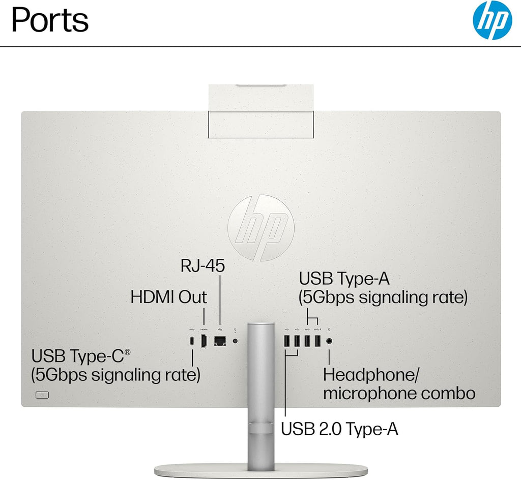 HP 24 inch All-in-One Desktop PC, FHD Display, AMD Ryzen 5 7520U, 8 GB RAM, 256 GB SSD, AMD Radeon Graphics, Windows 11 Home, 24-cr0002 (2024)