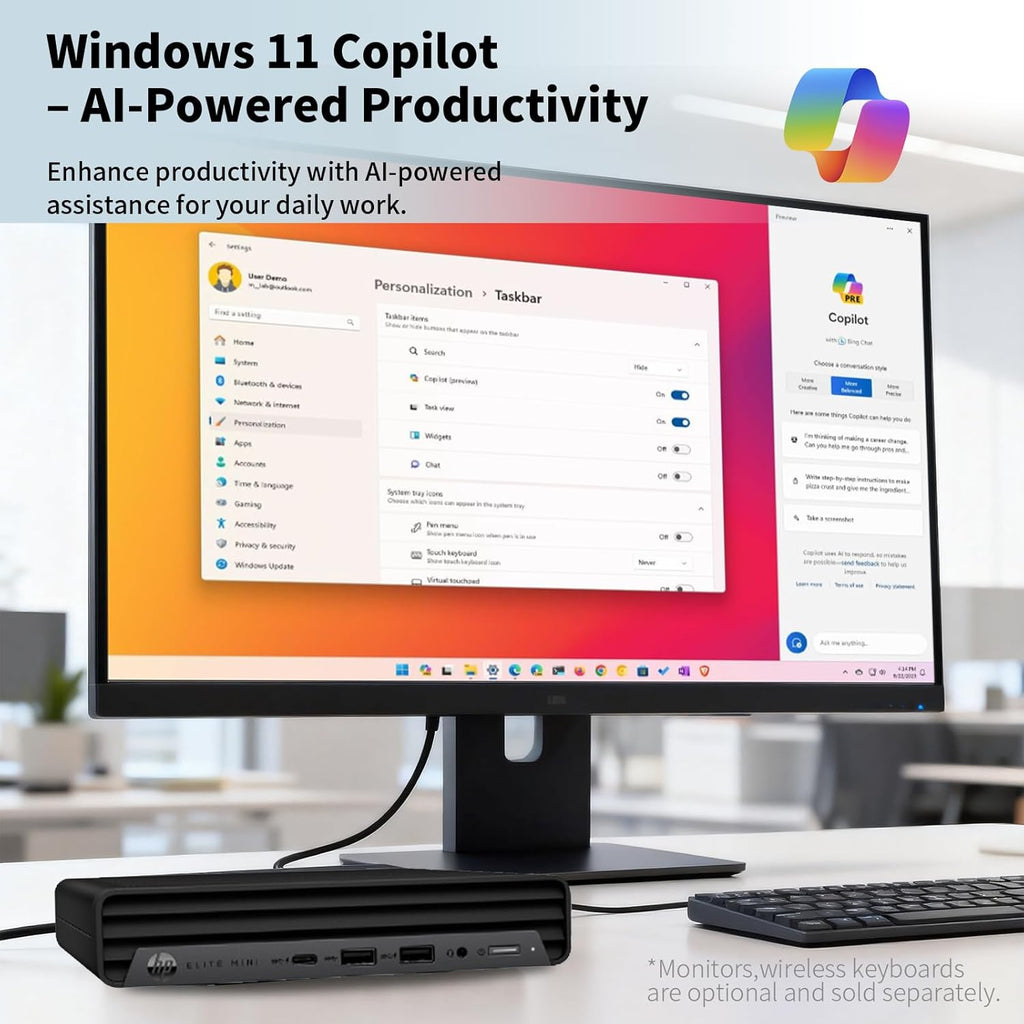 HP Elite 800 G9 MFF Business Desktop, Intel i7-12700T, 16GB DDR5, 512GB SSD, Conference PC, Support 3-Monitor 4K, USB-C, HDMI, Wi-Fi 6E, DP, RJ-45, Windows 11 Pro, Bundle ADATA 64GB Flash Drive