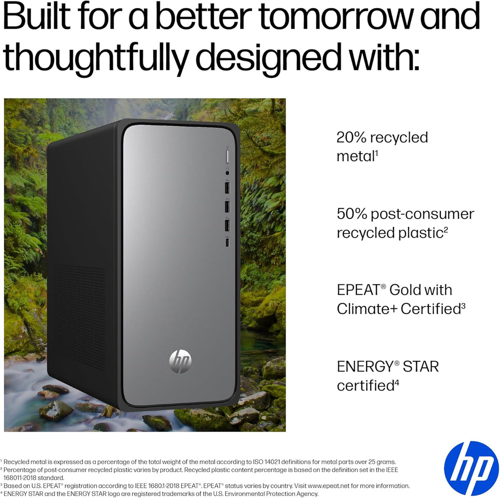 HP OmniDesk Desktop PC, Intel Core i3-14100, 8 GB RAM, 512 GB SSD, Intel UHD Graphics 730, Windows 11 Home, Microsoft Copilot, Meteor Silver, M02-0010 (2025)