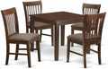 East West Furniture OXNO5-MAH-C 5 Piece Dining Set Includes a Square Solid Wood Table and 4 Linen Fabric Kitchen Room Chairs, 36x36 Inch, Mahogany