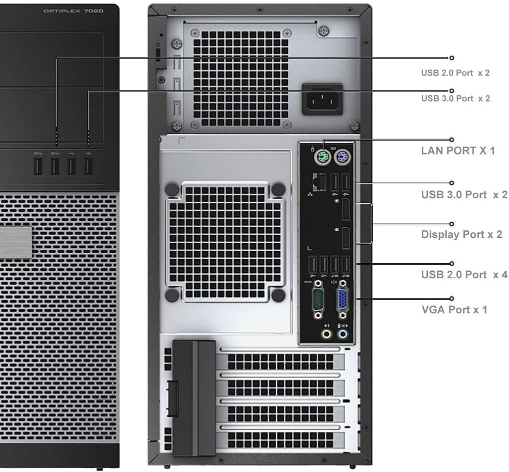 Dell OptiPlex 7020 Tower Computers PC Refurbished Desktop,i7 4790 16GB Ram 512GB SSD,2TB HDD,AC8260 Built-in WiFi,Dual Monitor Support,Altec Wireless Keyboard Mouse (Renewed)