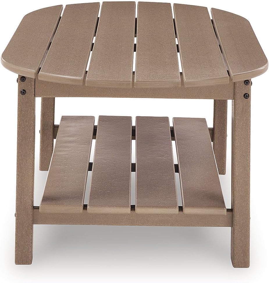 Signature Design by Ashley Cliffs Beach Outdoor Coffee Table with Weather-Resistant MEGA-TUFF HDPE Slatted Top, Patio and Poolside Seating Areas, 48" W x 26.25" D x 18" H