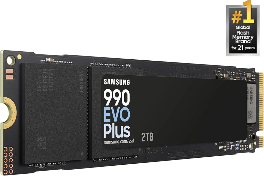 Samsung 990 EVO Plus SSD 2TB, PCIe Gen 4x4, Gen 5x2 M.2 2280, Speeds Up-to 7,250 MB/s, Upgrade Storage for PC/Laptops, HMB Technology and Intelligent Turbowrite 2.0, (MZ-V9S2T0B/AM)