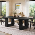 Tribesigns Farmhouse Dining Table, 63-Inch Rectangular Kitchen Table with Strong Geometric Frame for Kitchen & Dining & Living Room (Black)