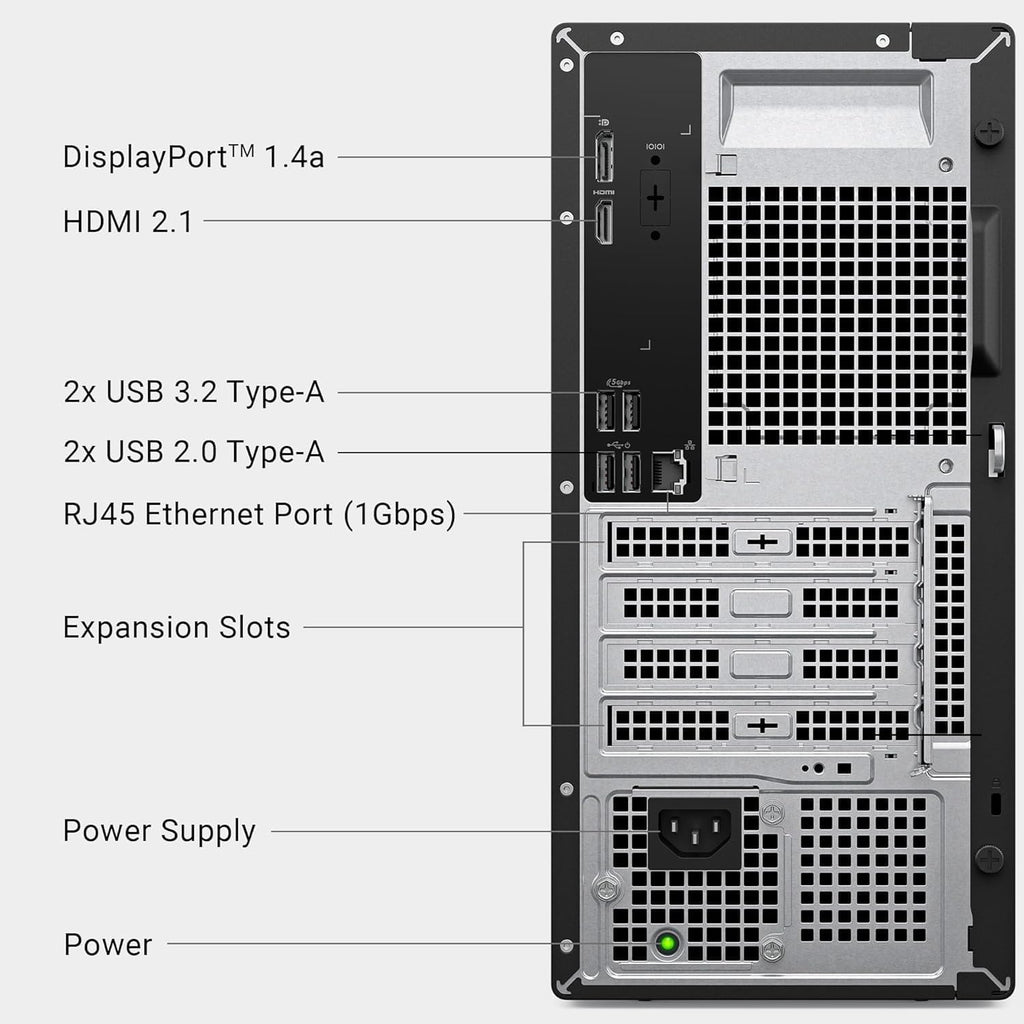 Dell ECT1250 Tower Desktop Computer - Intel Core Ultra 5 225 Processor, 16GB DDR5 RAM, 512GB NVMe SSD, Intel UHD Graphics, Wi-Fi 6 & Bluetooth 5.4, Keyboard & Mouse, AI Copilot, Windows 11 Pro