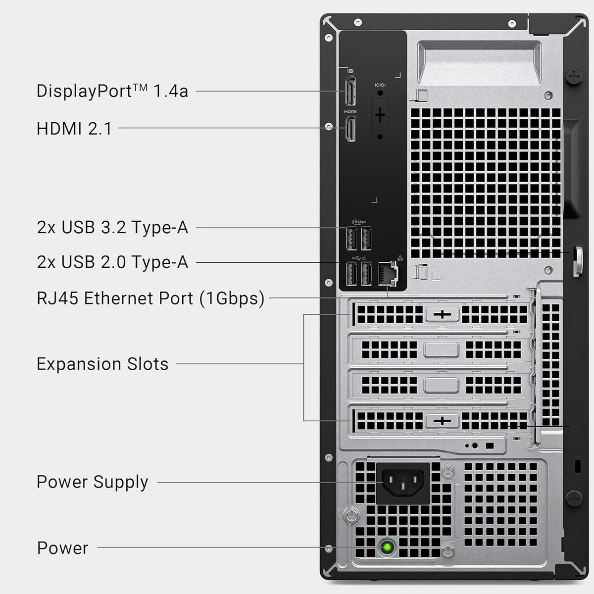 Dell ECT1250 Tower Desktop Computer - Intel Core Ultra 5 225 Processor, 16GB DDR5 RAM, 512GB NVMe SSD, Intel UHD Graphics, Wi-Fi 6 & Bluetooth 5.4, Keyboard & Mouse, AI Copilot, Windows 11 Pro