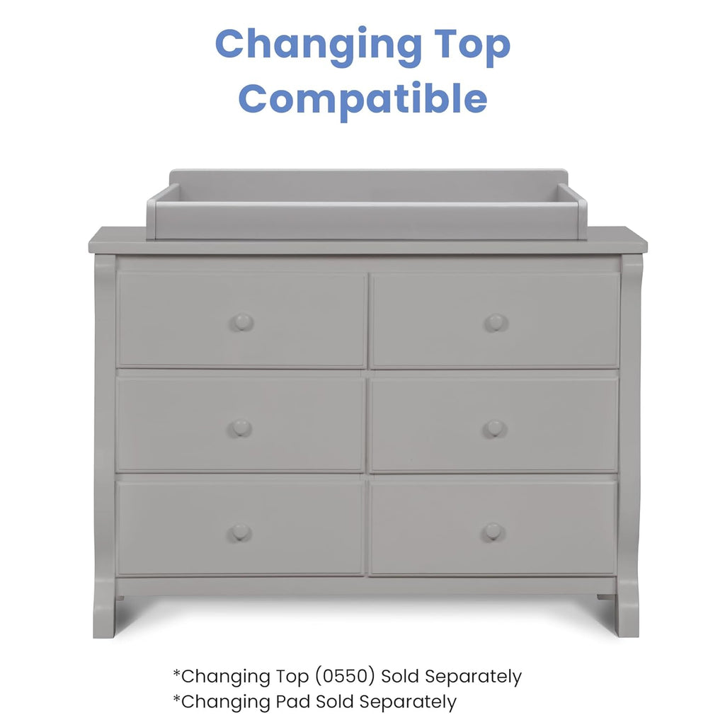 Delta Children Universal 6 Drawer Dresser with Interlocking Drawers - Greenguard Gold Certified, Grey