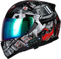 Bluetooth Motorcycle Helmet Anti-Fog Double Visor Flip Up Full Face Motorbike Helmet DOT Approved Built-in Dual Speaker with Microphone Automatic Answering for Adults Men and Women