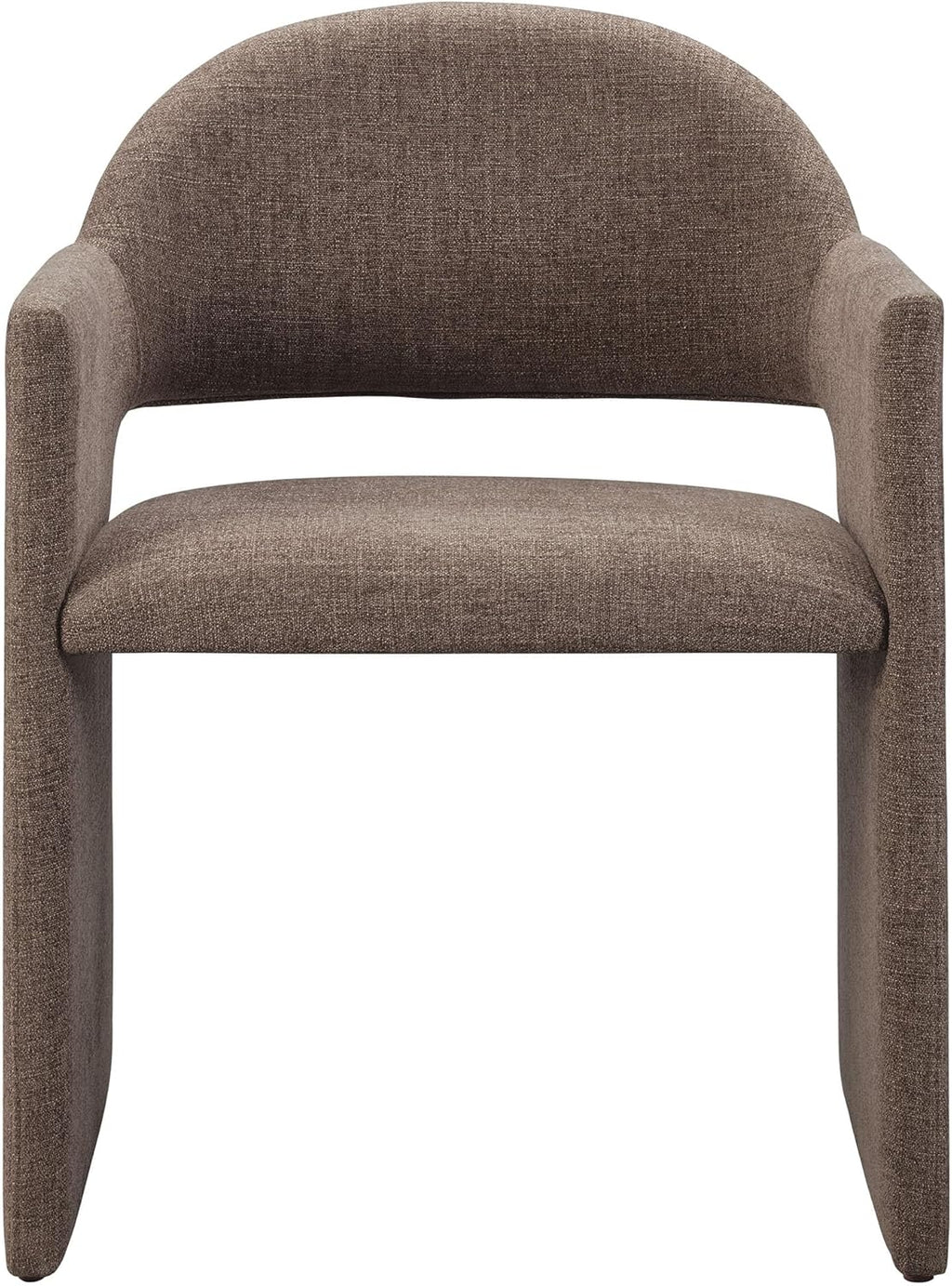 Modway Talia Upholstered Fabric Dining Armchair in Mocha - Modern Curved Dining Chair with Open-Back - Living Room Barrel Lounge Chair - Single Upholstered Accent Chair with Arms