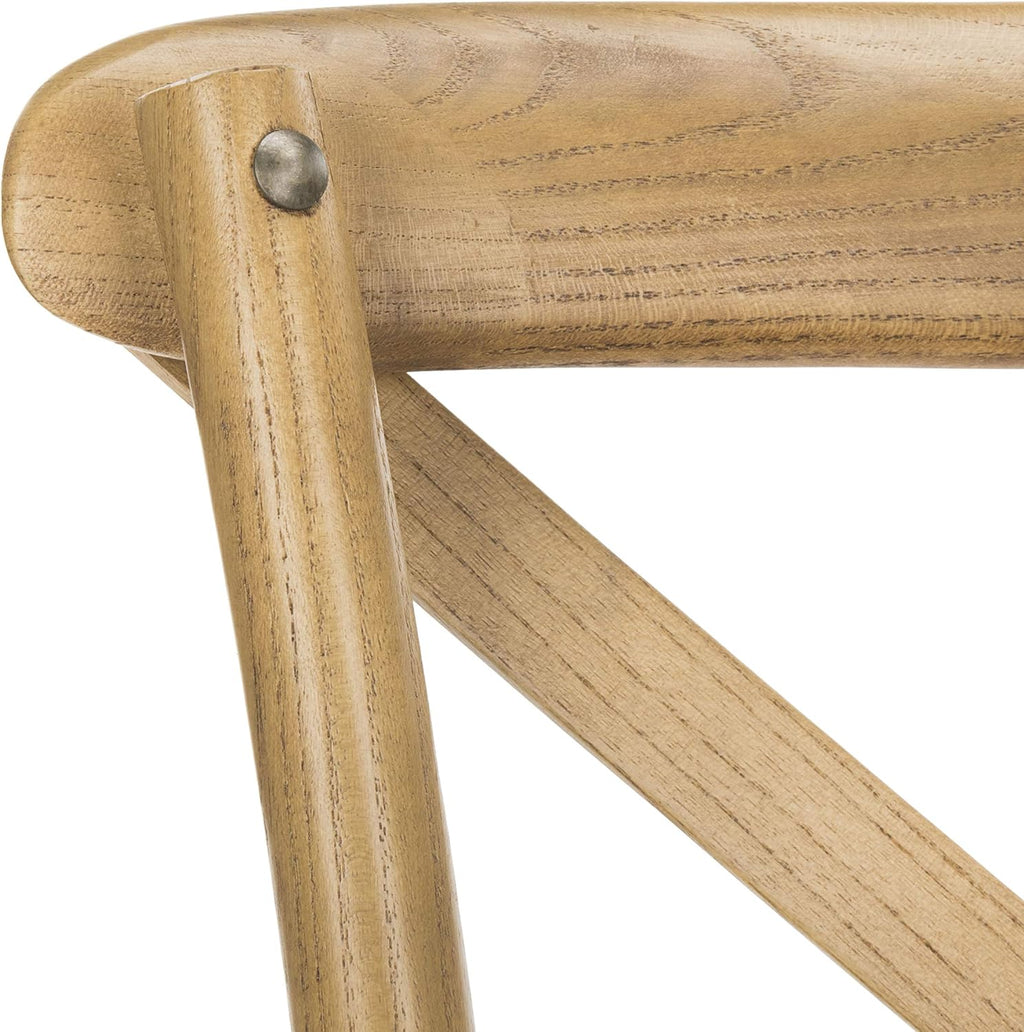 SAFAVIEH Furniture - Franklin X-Back Side Chair Set of 2 - 18.1" Seat Height - Oak - Rattan - Farmhouse X-Back Design - Ideal for Dining Room, Kitchen - Fully Assembled (AMH9500C-SET2)