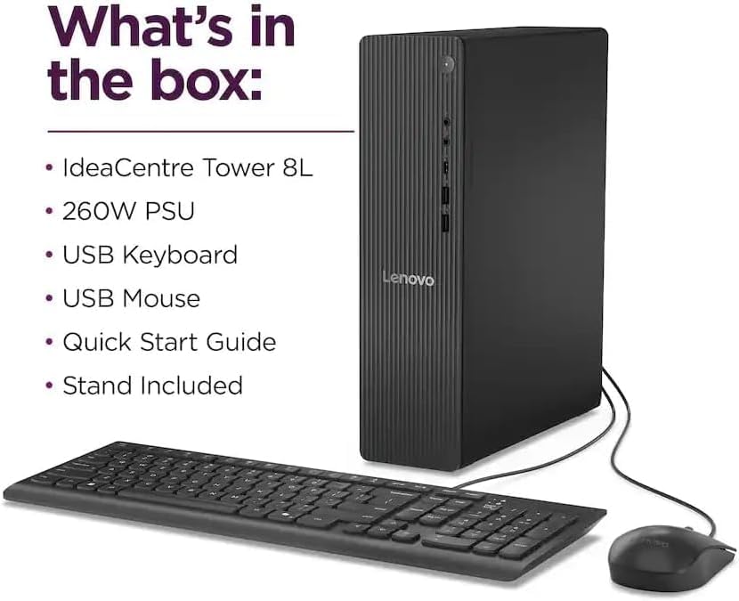 Lenovo IdeaCentre Liter Tower Desktop Computer • 20-core Intel Core i7-14700 Processor • 16GB DDR5 • 512GB SSD • Office 365 for The Web • HDMI + VGA, Wi-Fi 6 • Wired Keyboard & Mouse • Windows 11
