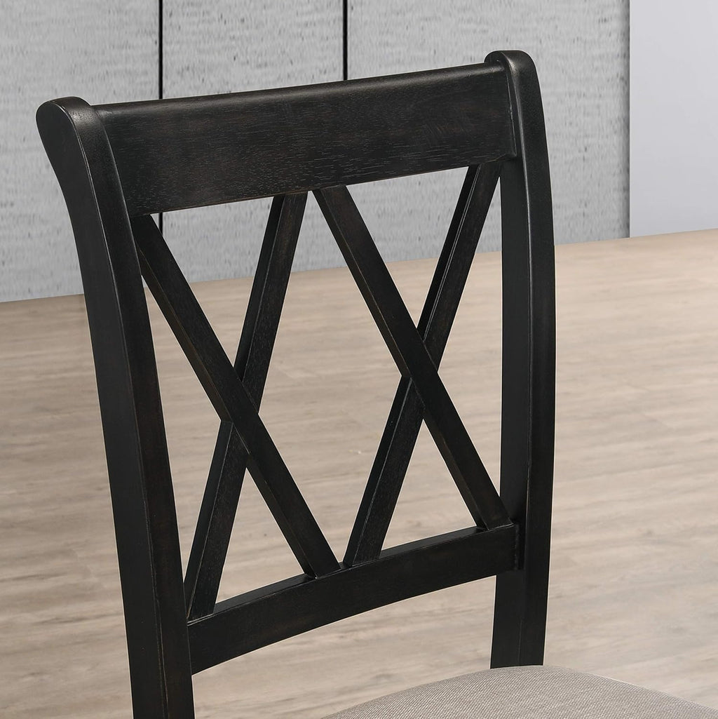Roundhill Furniture Windvale Fabric Upholstered Dining Chair, Set of 2, Black