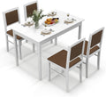 Giantex 5-Piece Dining Table Set for 4, Wooden Kitchen Table and Chairs with Solid Rubber Wood Legs, Padded Seat & Backrest, Space Saving Dinette Set for Home Dining Living Room, Breakfast Nook
