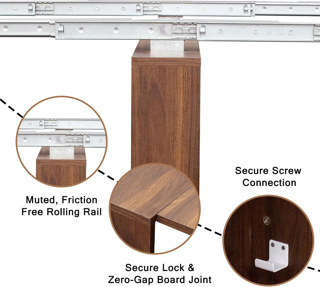 Extendable Dining Table, Transformer Folding Console Table for 10-12 People, Space Saving Dining Room Table for Apartments & Homes, Walnut